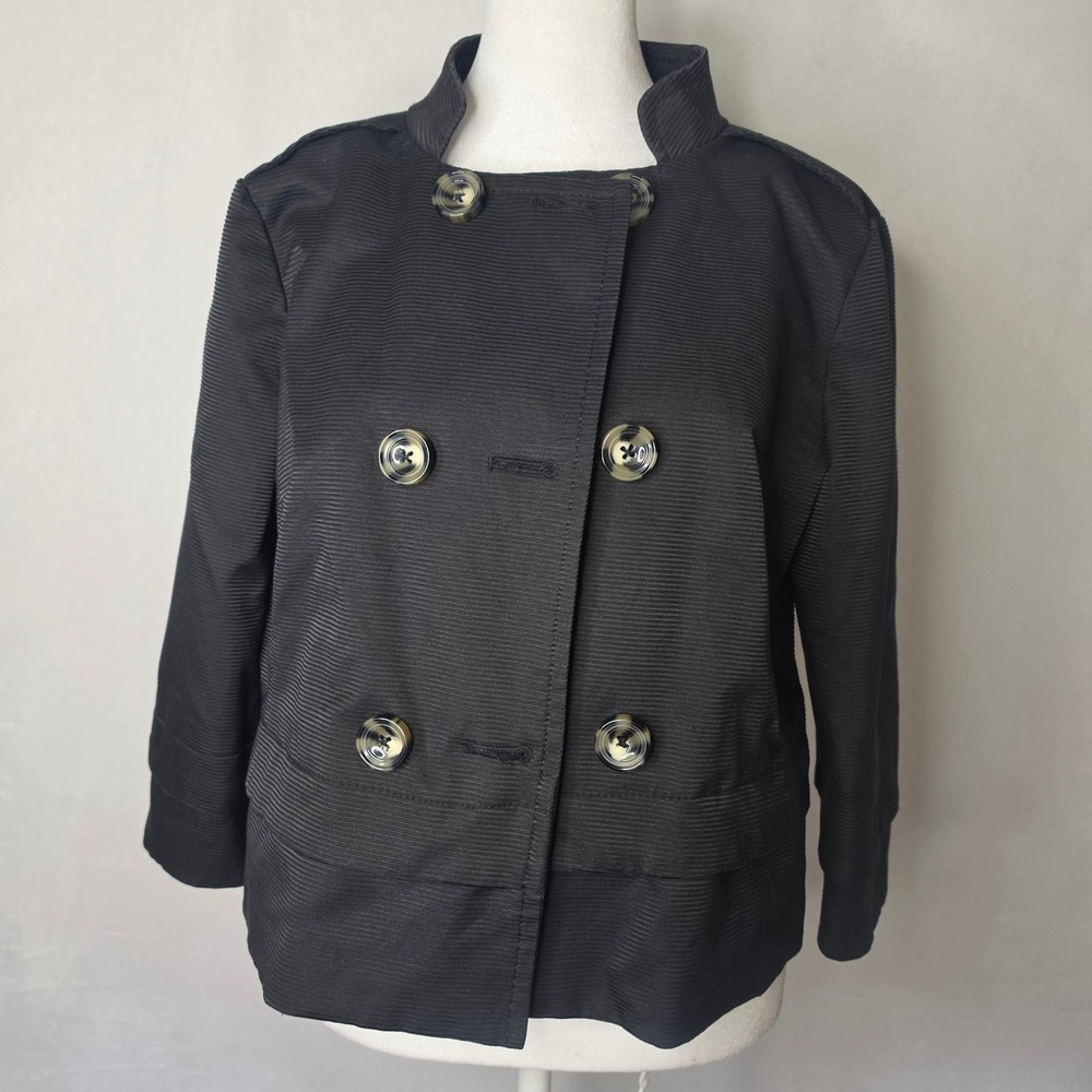 Attention Black Textured Double Breasted Jacket Cropped Size Medium